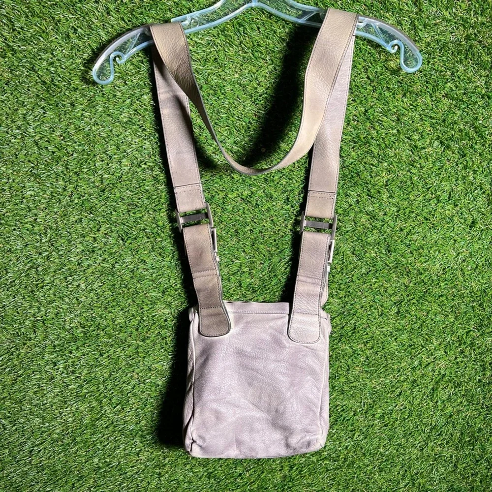 Diesel Leather Crossbody Chest‎ Harness Bag Distressed Grey Lavender Y2K